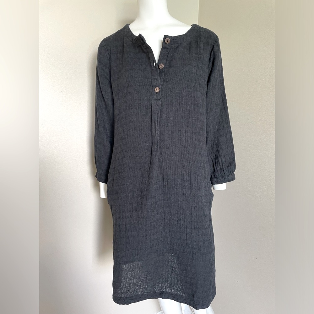 Soft Surroundings Marcellina Shirt Dress Tunic 
Black Linen Cotton Blend Small